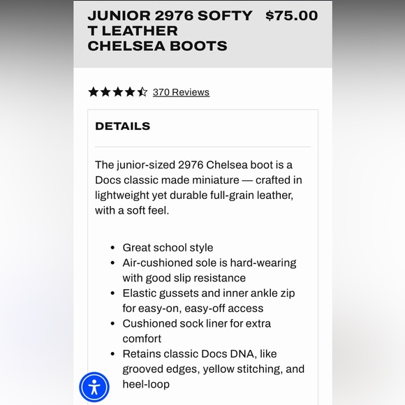 DR MARTENS YOUTH 2976 SOFTY T LEATHER CHELSEA BOOTS - Picture 11 of 12